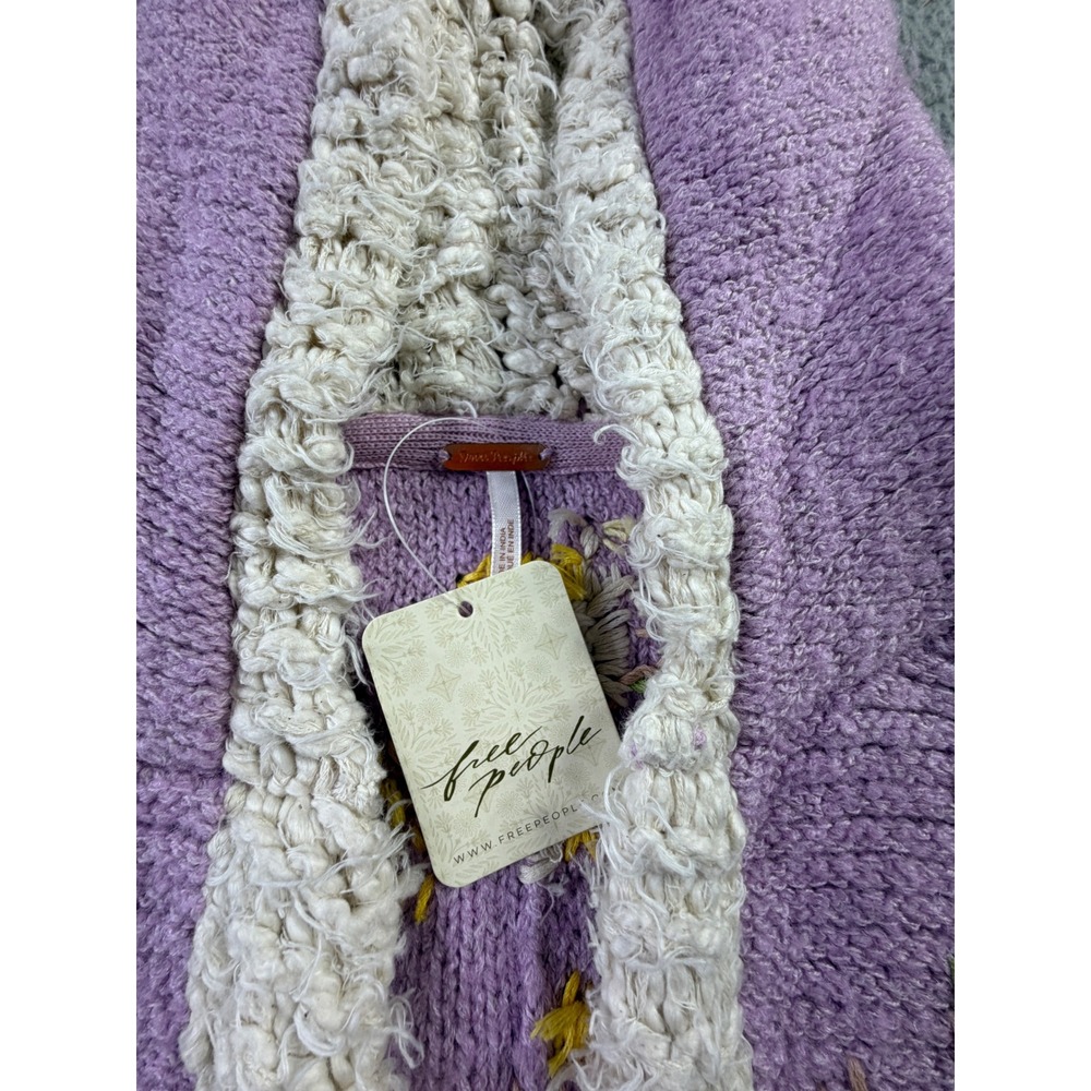 Free People Buttercup Embroidered Lavender Pullover Hoodie Sweater Womens S NWT - Picture 2 of 11